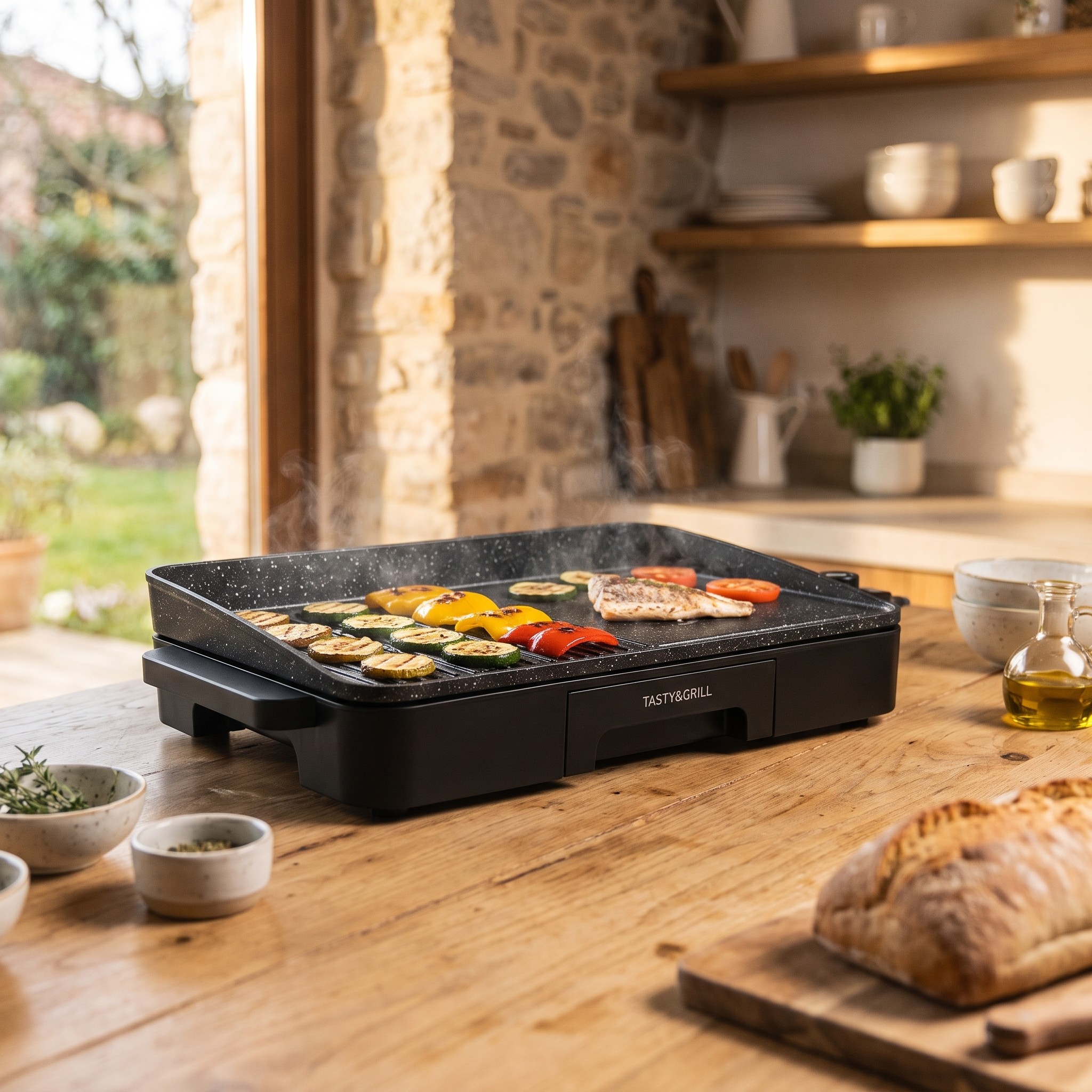 Cecotec Tasty&Grill 2500 RockWater MixGrill – elektrická plancha 2150 W, 45 × 25 cm