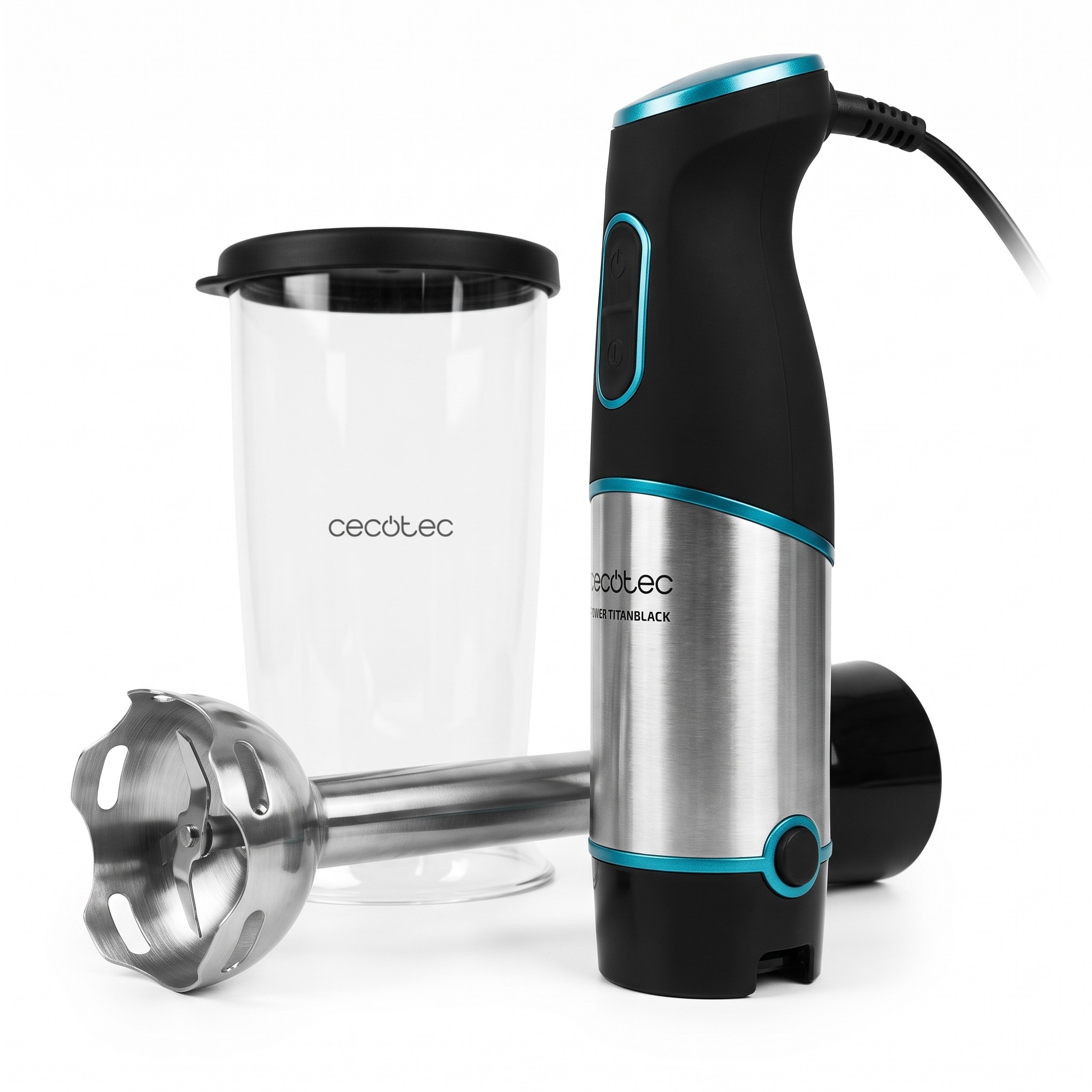 Cecotec Power TitanBlack 1200 XL – tyčový mixér 1200 W, titanové nože, nádoba 800 ml – použité