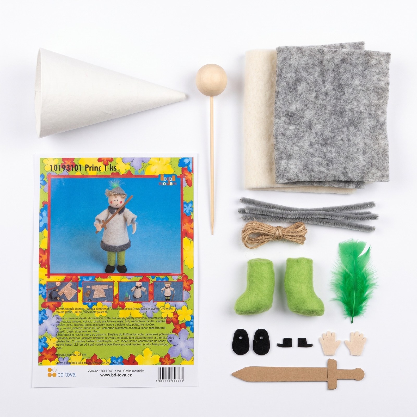 Kreativní sada Princ 28 cm – pohádková figurka s mečem, balíček materiálu