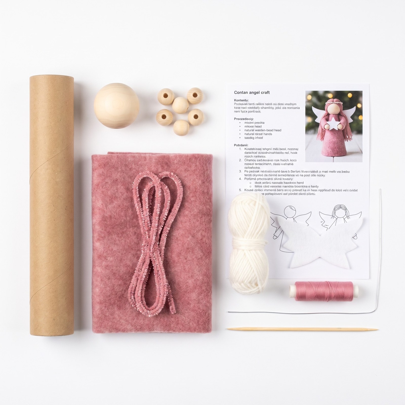 Kreativní sada Anděl 38 cm – vánoční figurka z fleece, balíček materiálu