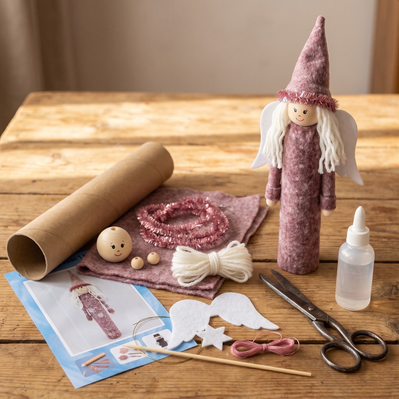 Kreativní sada Anděl 38 cm – vánoční figurka z fleece, balíček materiálu