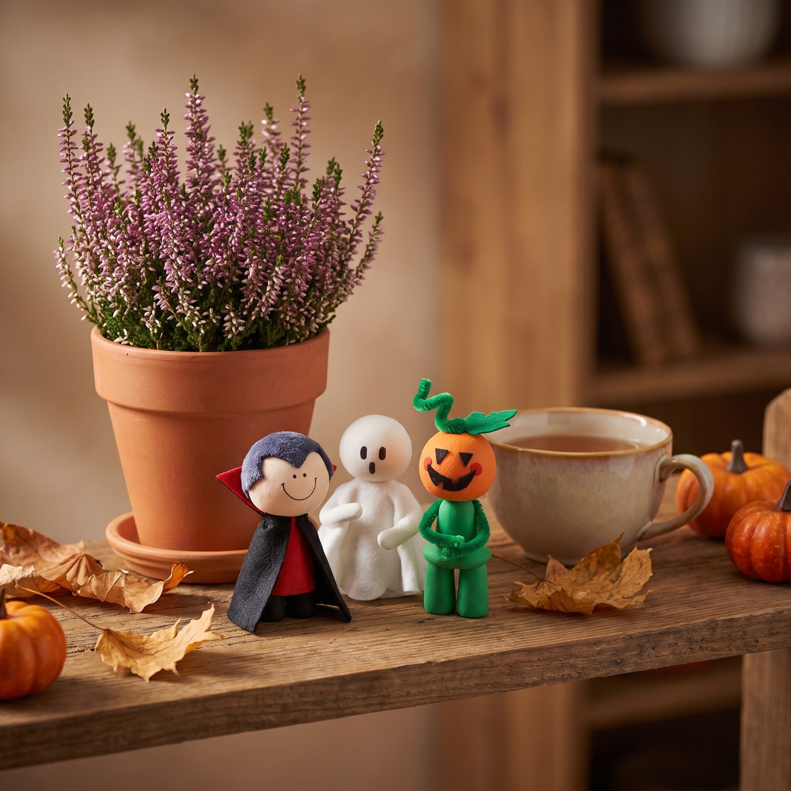 Kreativní sada Duch, upír a dýňový panáček 9 cm – 3 halloweenské figurky, balíček materiálu