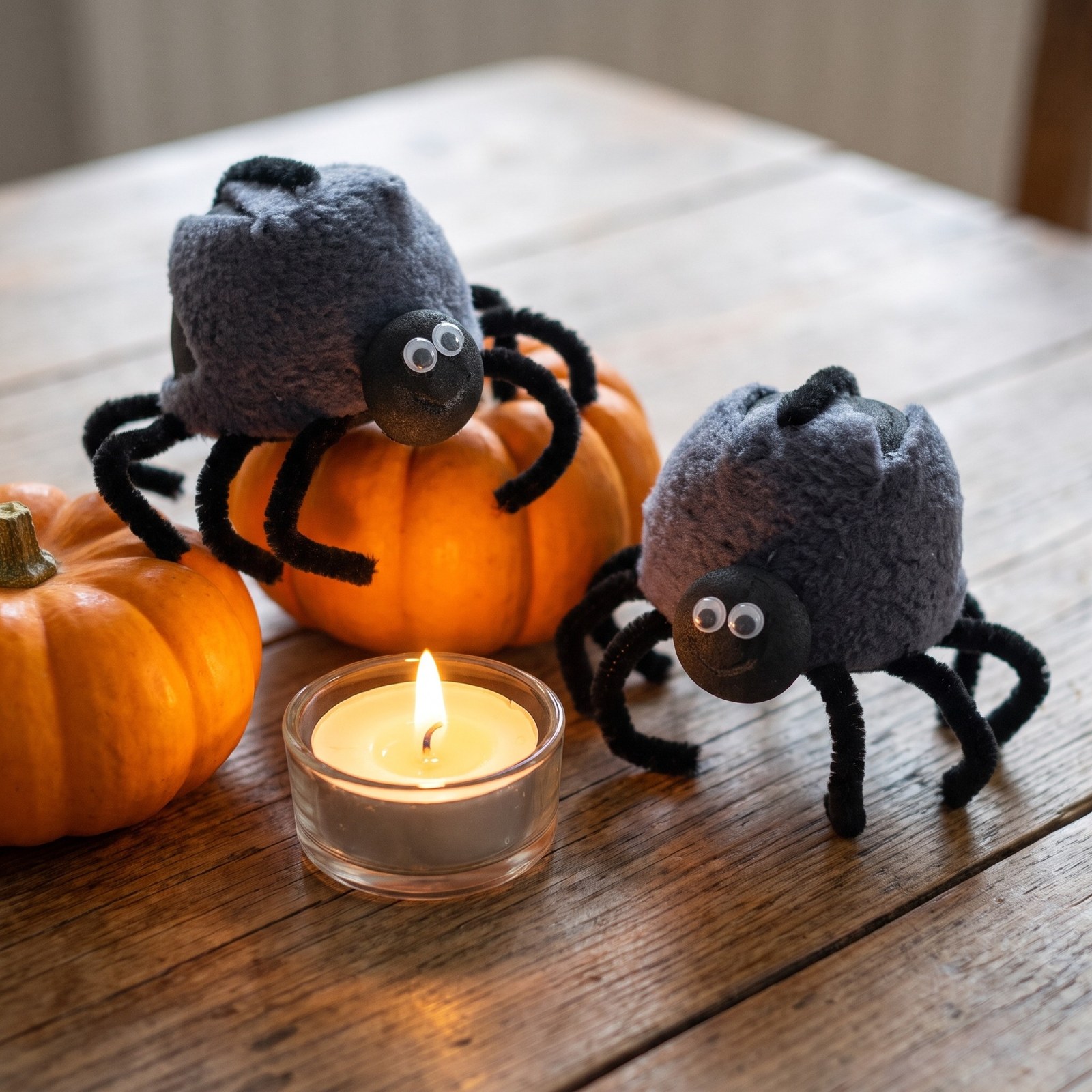 Kreativní sada Pavouk 8 cm – 2 chlupaté halloweenské figurky, balíček materiálu