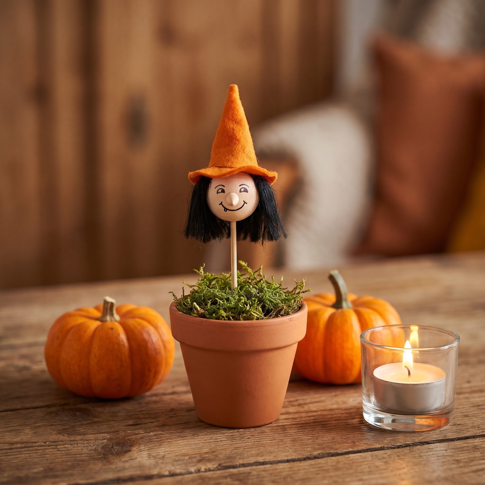 Zápich hlava čarodějnice 27 cm – halloweenská dekorace, 1 ks