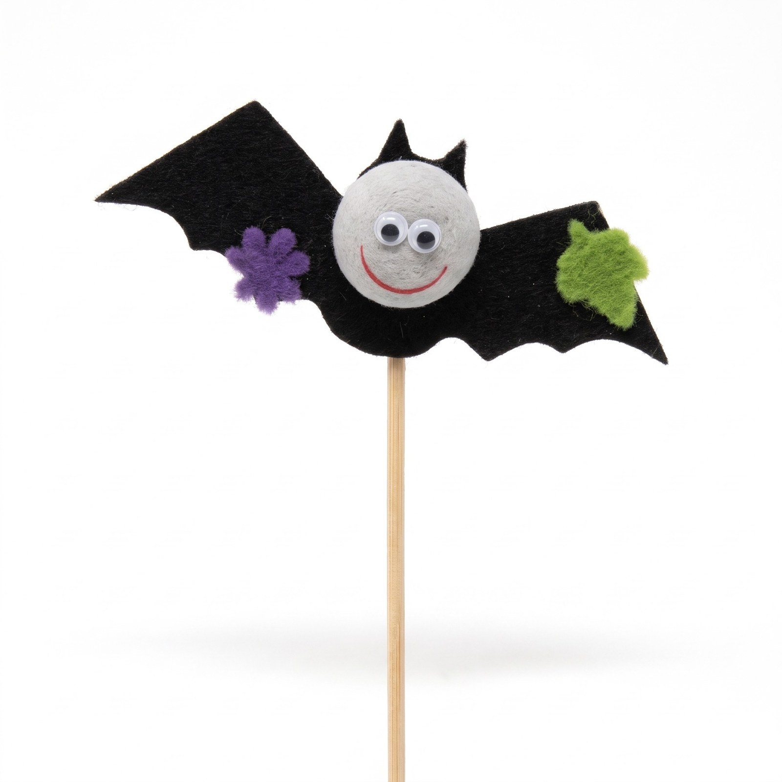 Zápich netopýr s vatovou hlavičkou 27 cm – halloweenská dekorace, 1 ks