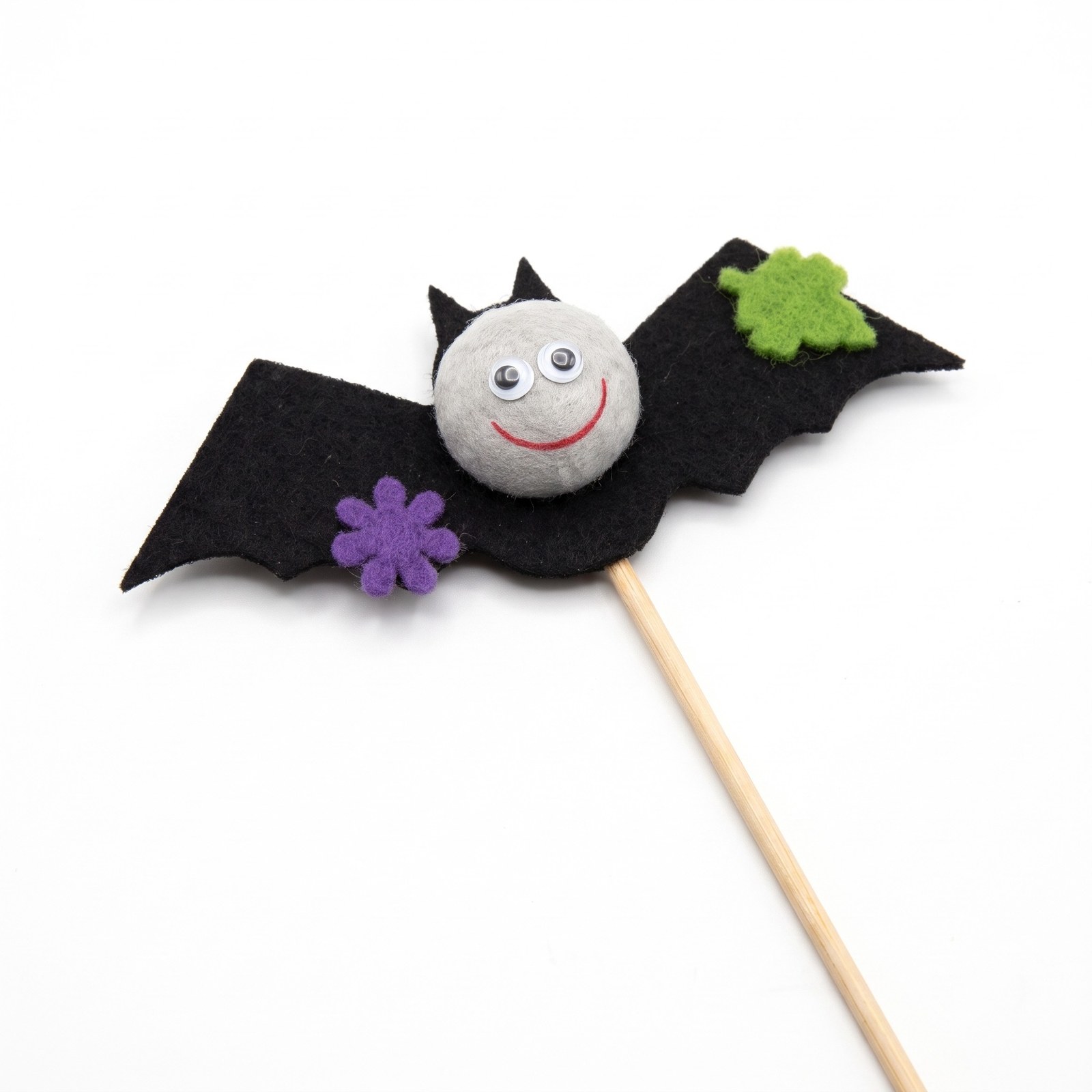 Zápich netopýr s vatovou hlavičkou 27 cm – halloweenská dekorace, 1 ks