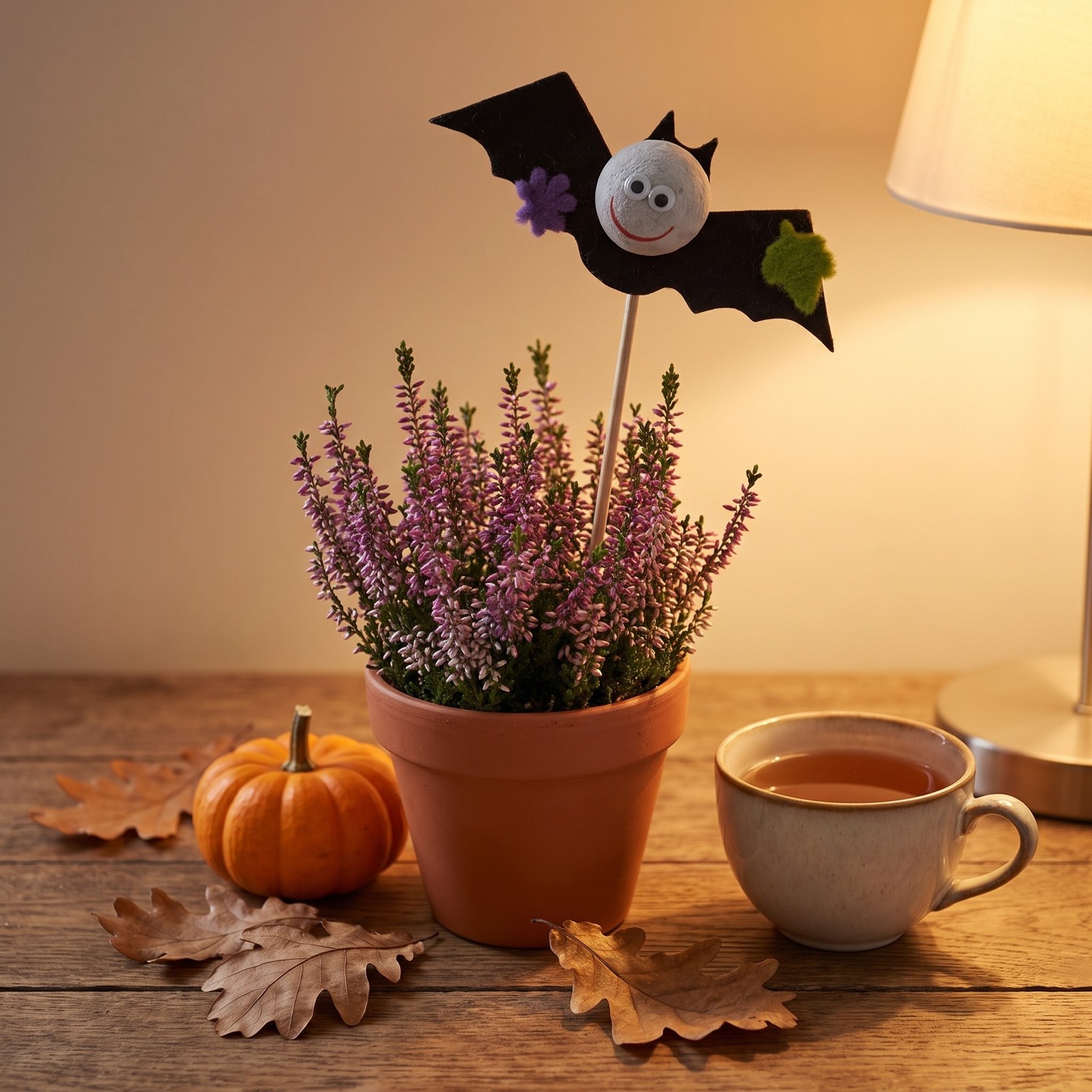 Zápich netopýr s vatovou hlavičkou 27 cm – halloweenská dekorace, 1 ks