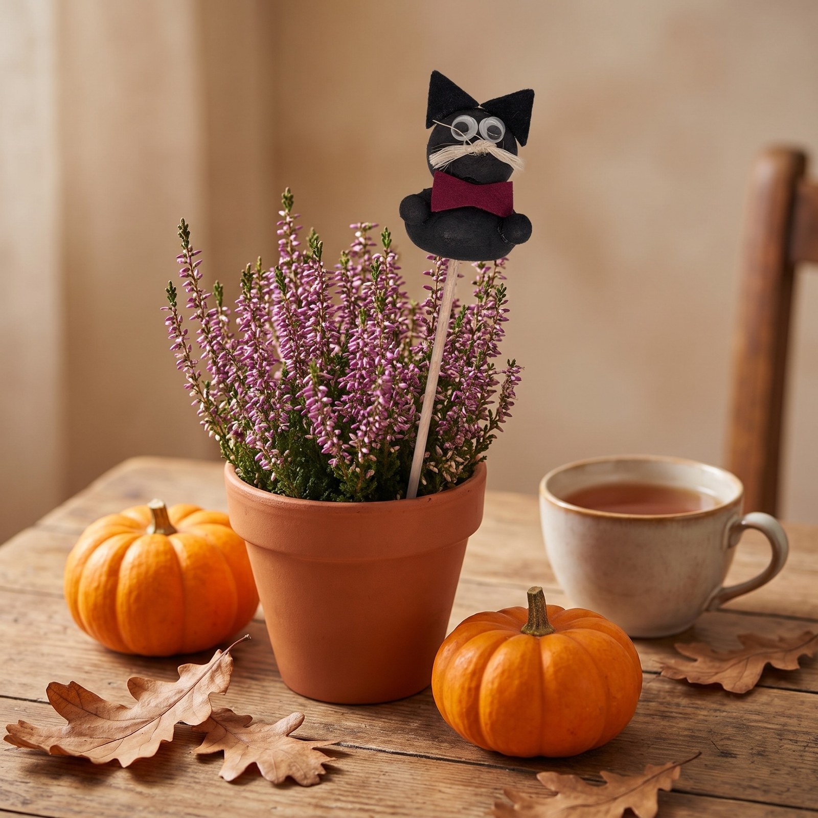 Zápich černá kočička 30 cm – halloweenská dekorace do květináče, 1 ks