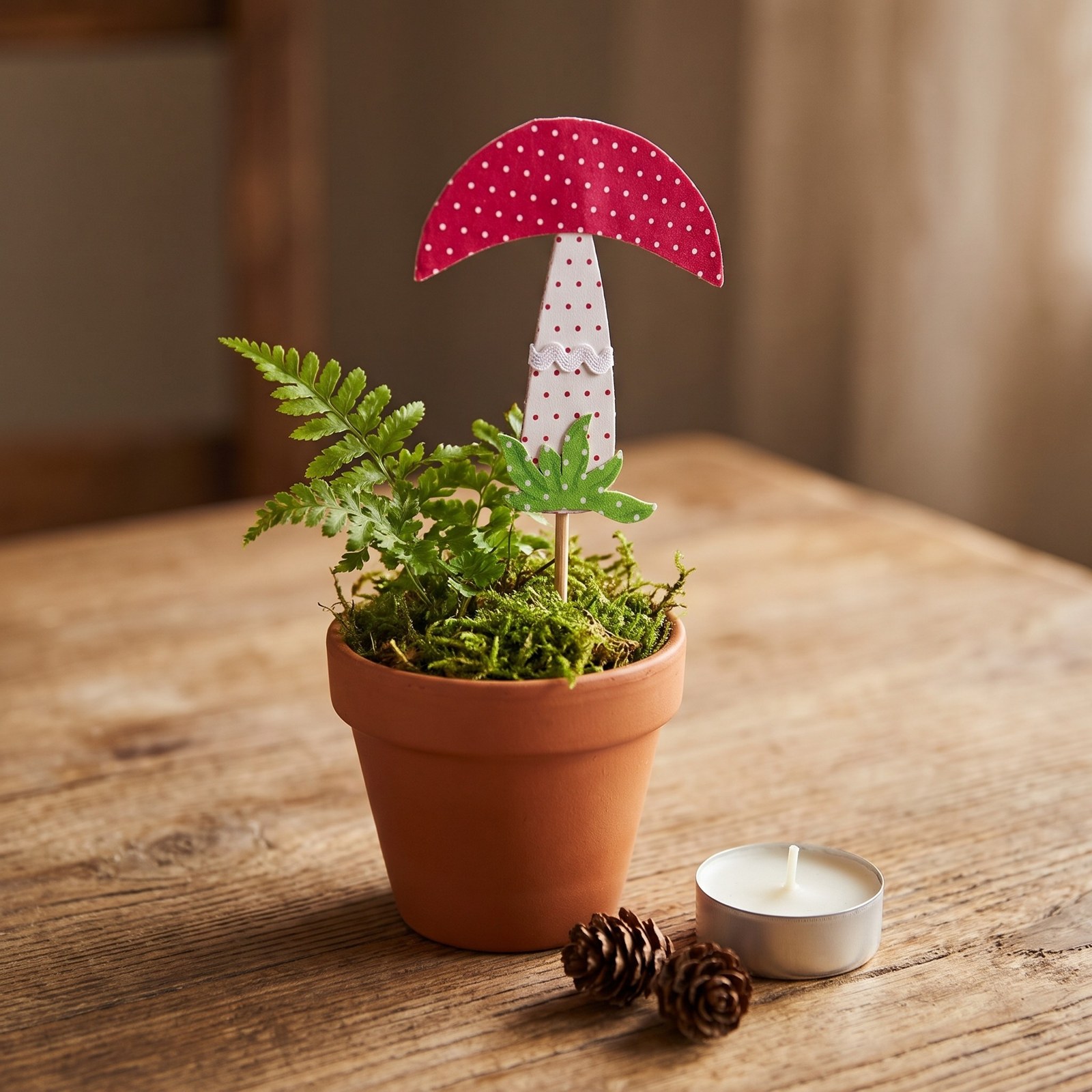 Zápich muchomůrka 21 cm – podzimní dekorace do květináče, 1 ks