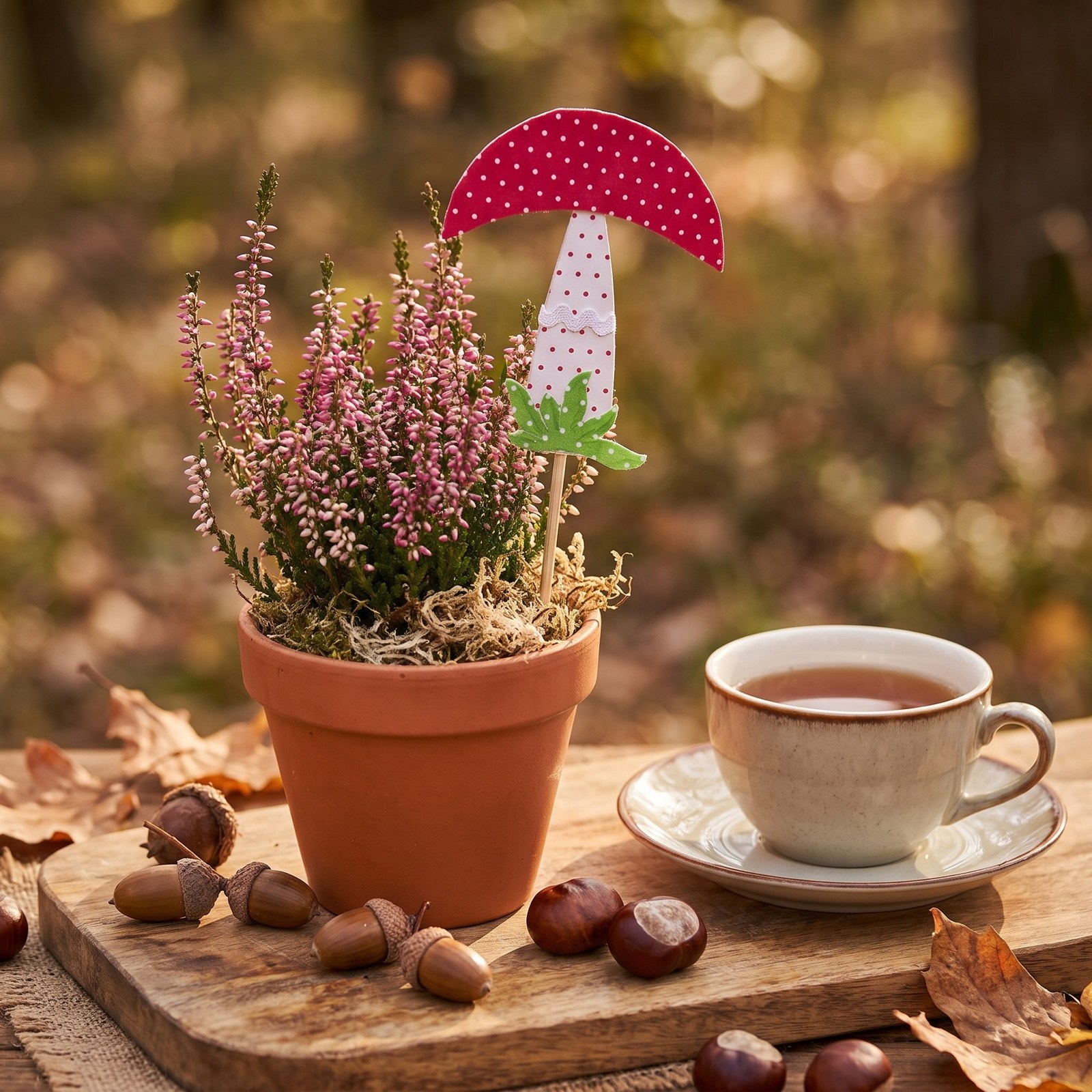 Zápich muchomůrka 21 cm – podzimní dekorace do květináče, 1 ks