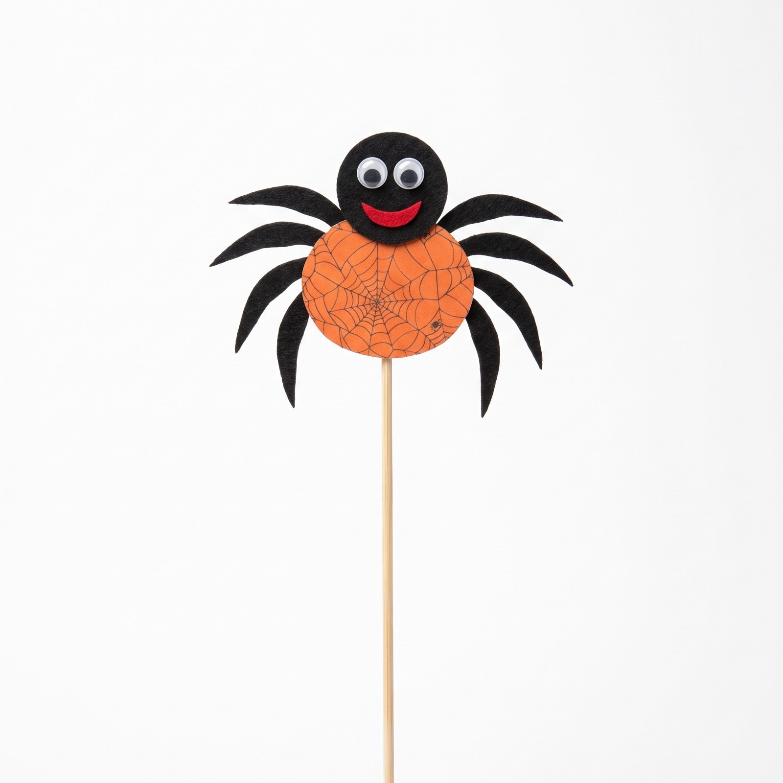 Zápich pavouk oranžový 27 cm – halloweenská dekorace do květináče, 1 ks