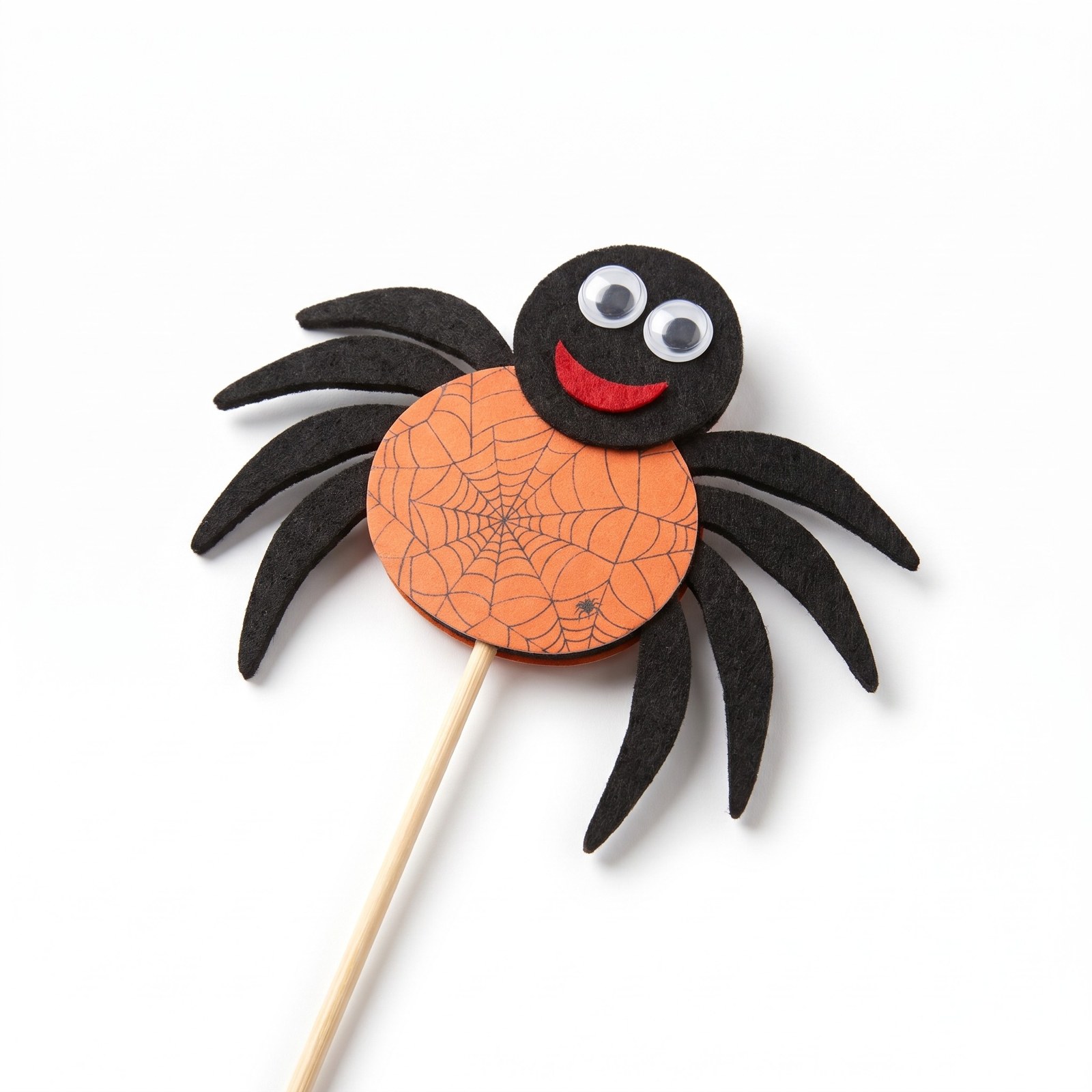 Zápich pavouk oranžový 27 cm – halloweenská dekorace do květináče, 1 ks