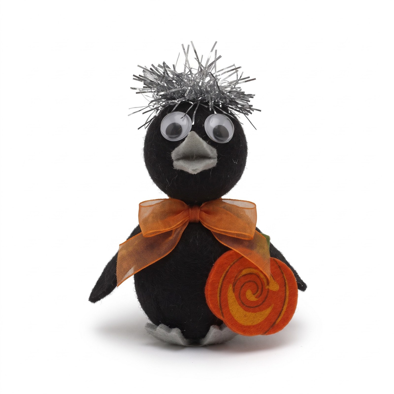 Figurka vrána s dýní 12 cm – podzimní a halloweenská dekorace, 1 ks