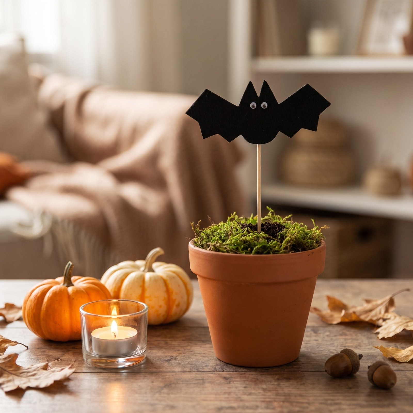 Zápich velký netopýr z plsti 22,5 cm – halloweenská dekorace, 1 ks