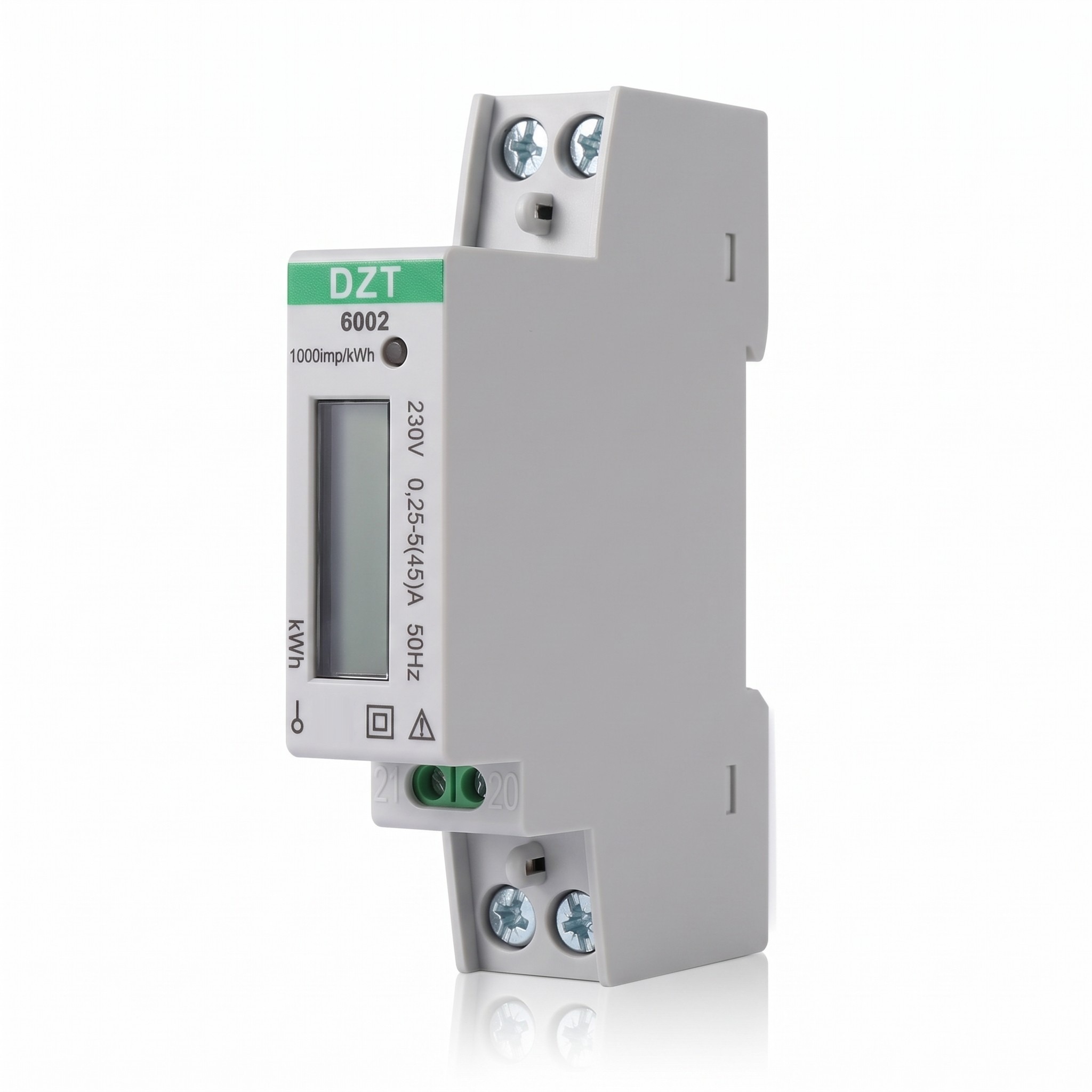 DZT 6002 – Elektroměr jednofázový 5(45) A, 230 V, výstup S0, na lištu DIN
