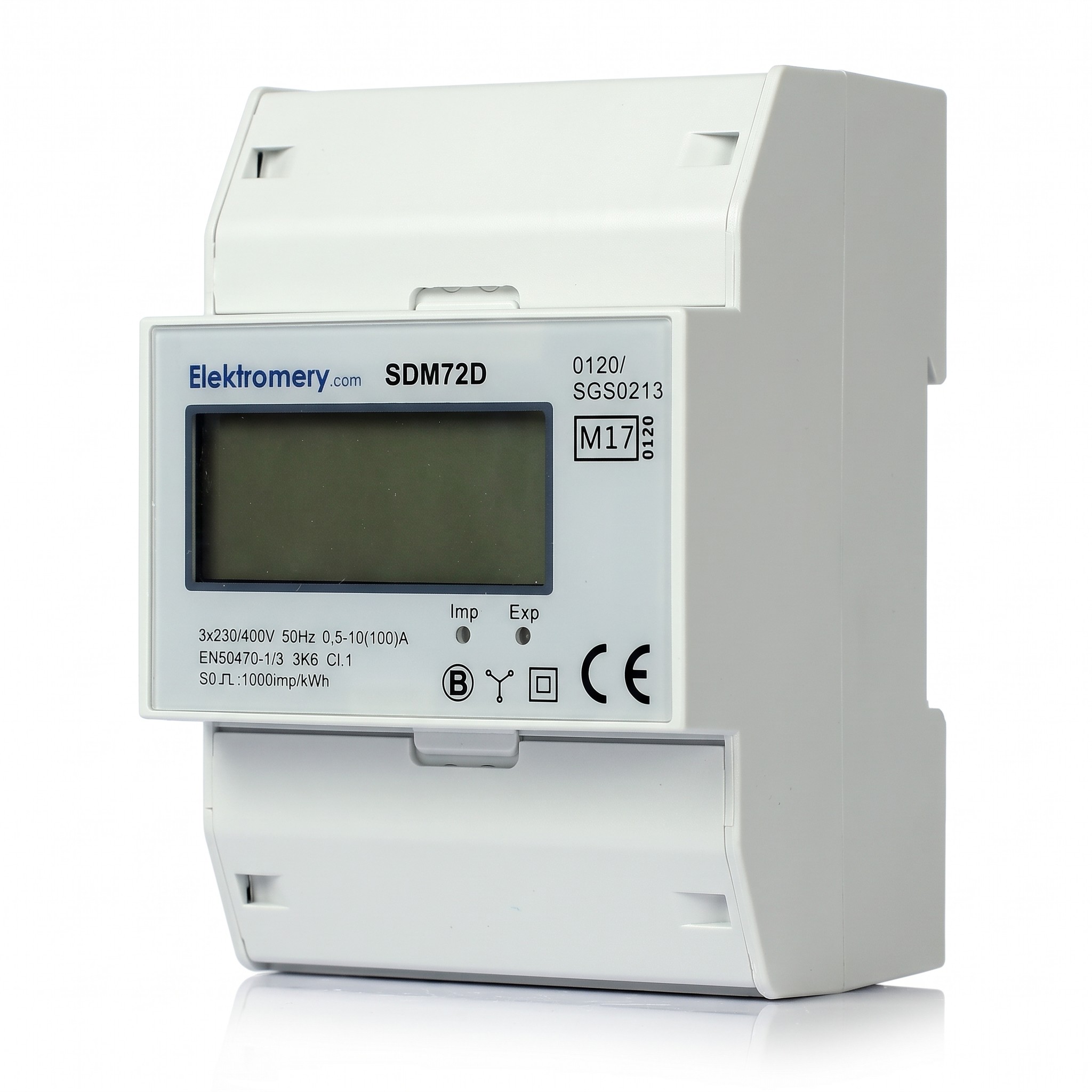 Eastron – Elektroměr SDM72D, třífázový, 100 A, 4 moduly, CZ CEJCH