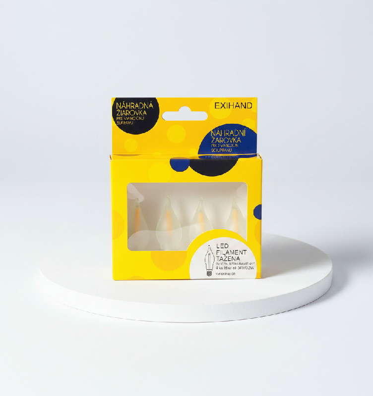 Blistr 4 tažené matné žárovky LED FILAMENT pro svícen 34V/0,2W