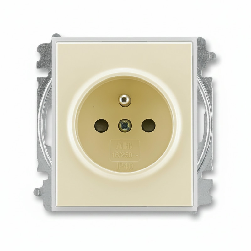 ABB Element 5519E-A02357 21 – zásuvka jednonásobná s clonkami, bezšroubová, slonová kost/ledová bílá