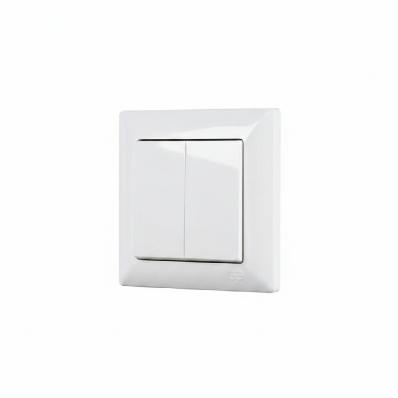 Gunsan Visage Simple – dvojitý střídavý přepínač č. 5B (2× schodišťový), 10 A/250 V, bílá
