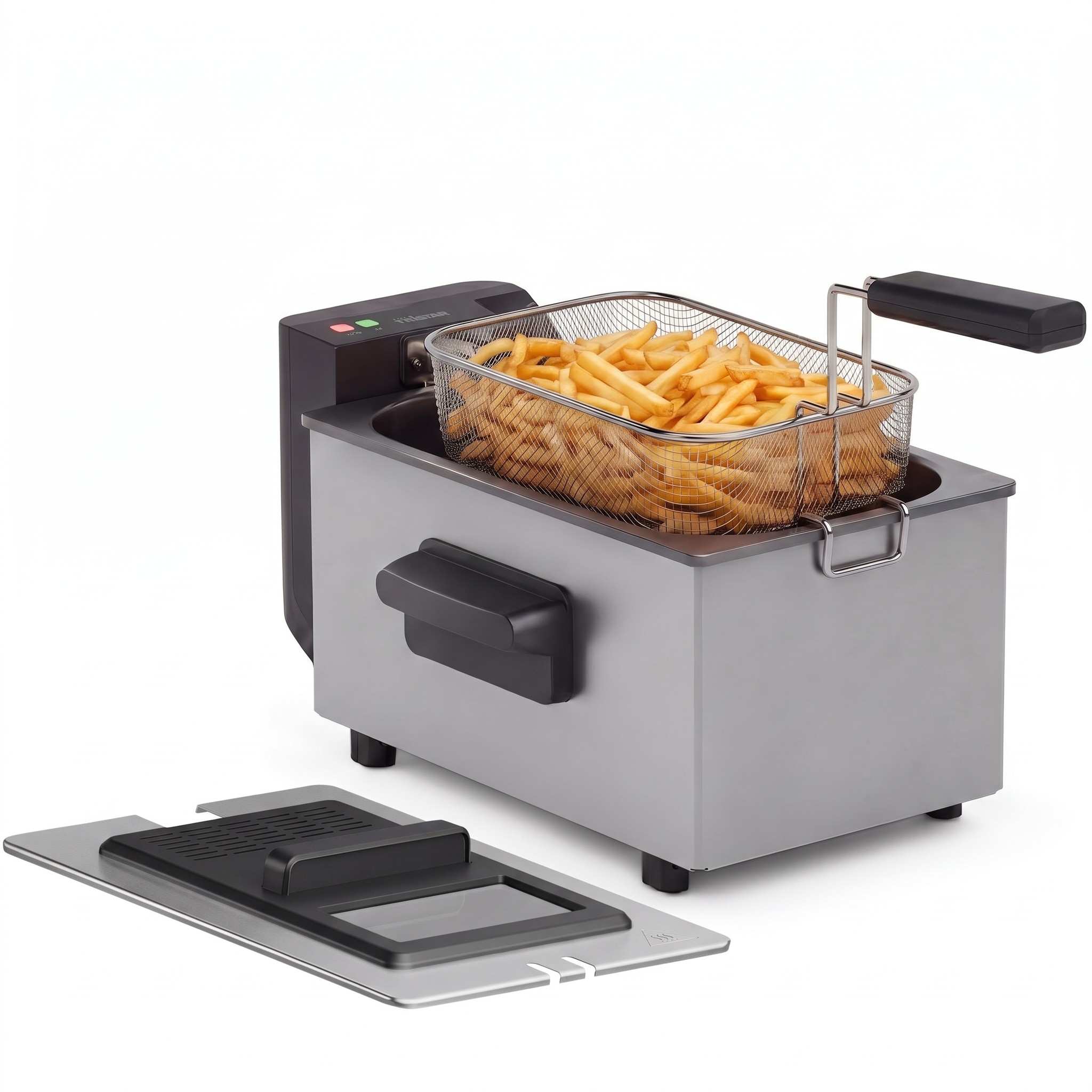 Tristar FR-9327 – fritéza 3 l se studenou zónou a průzorem, 2000 W, nerez