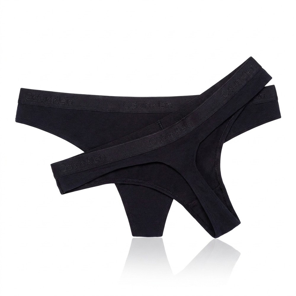 Calvin Klein QD3695E – dámská tanga, 2 kusy v balení, černá, velikost XS