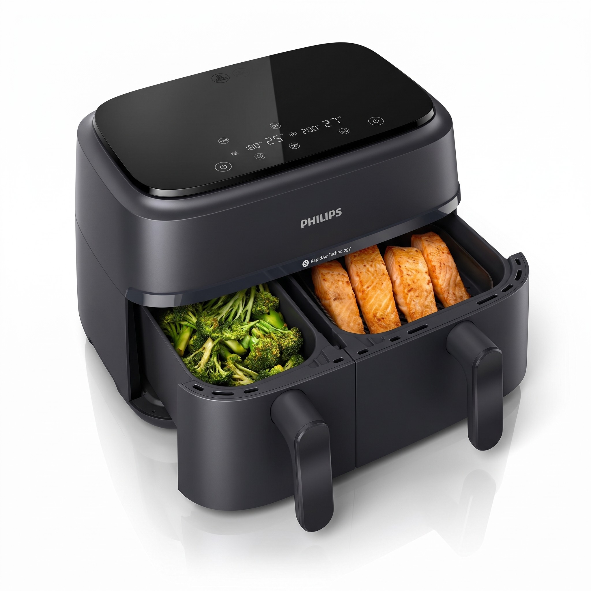 Philips Airfryer Dual Basket 3000 NA350/00 – horkovzdušná fritéza se 2 koši 9 l, 2750 W