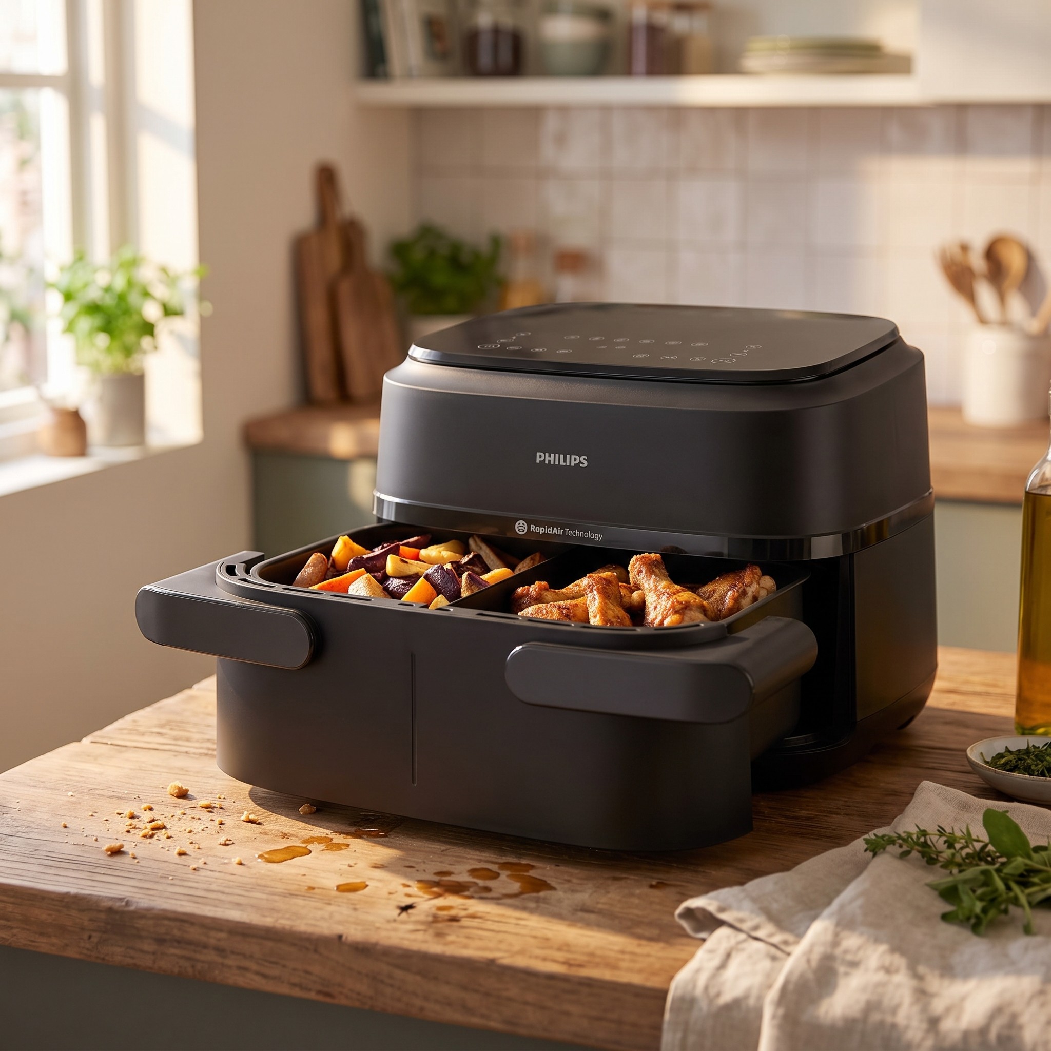 Philips Airfryer 1000 Series NA154/00 – horkovzdušná fritéza 7,1 l s děličem koše