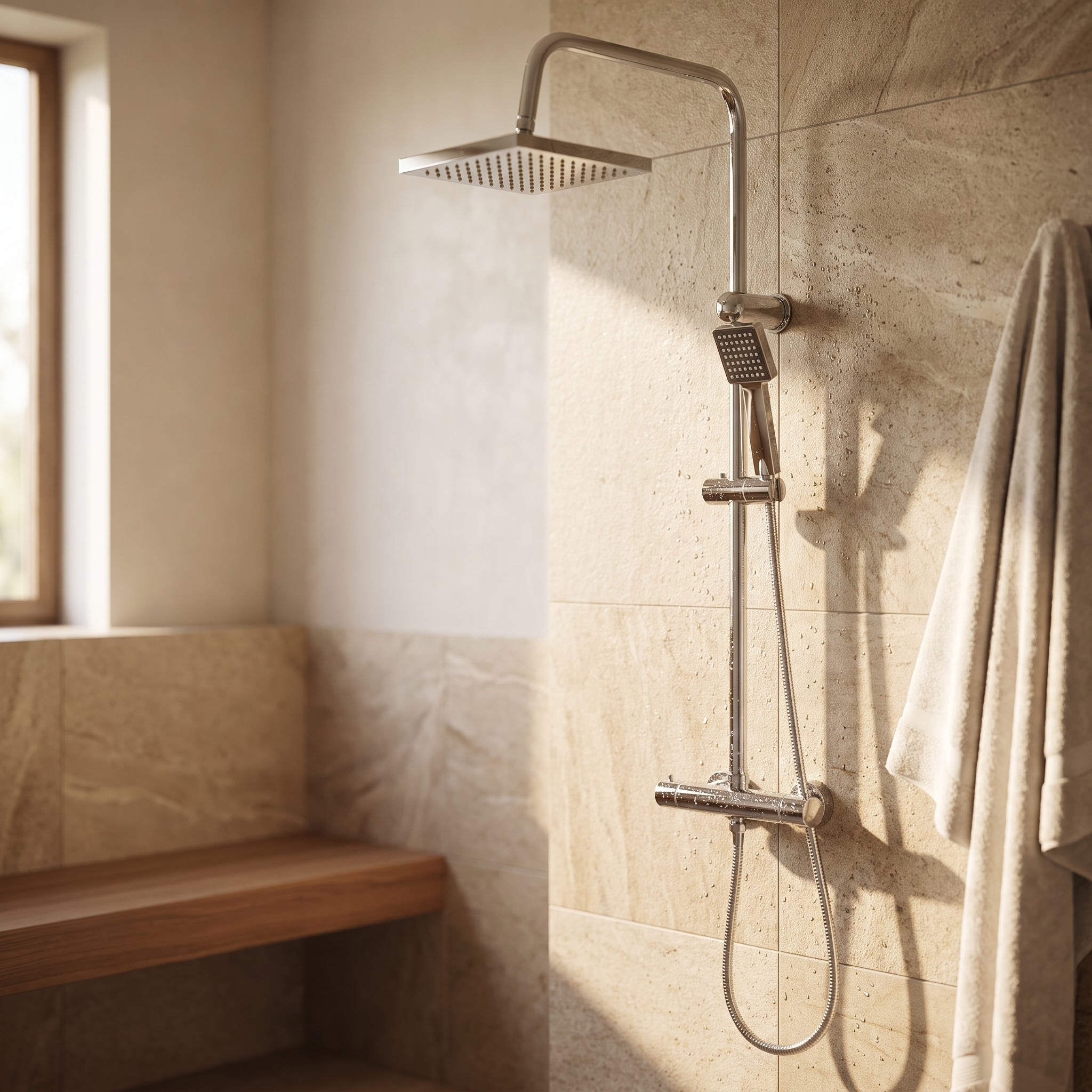 DP Bath Azabache – sprchový set s hranatou hlavovou sprchou, nerez, bez baterie