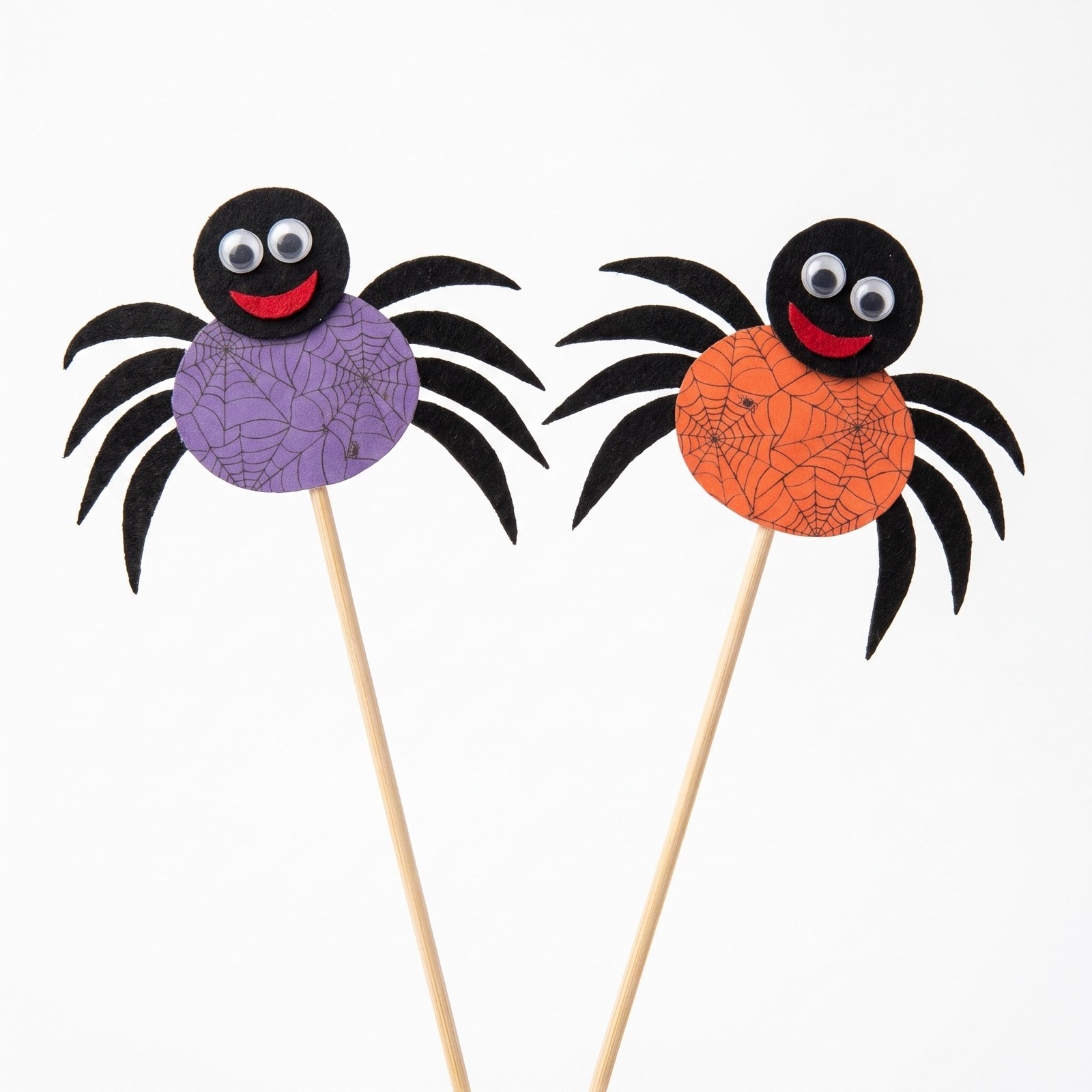 Zápich pavouk 27 cm fialový a oranžový – halloweenská dekorace, sada 2 ks