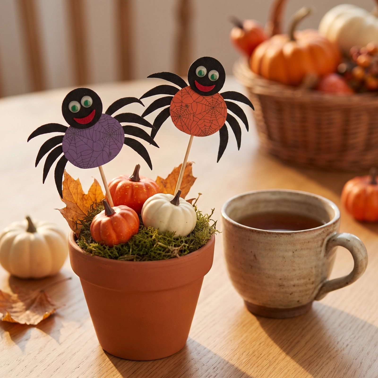 Zápich pavouk 27 cm fialový a oranžový – halloweenská dekorace, sada 2 ks