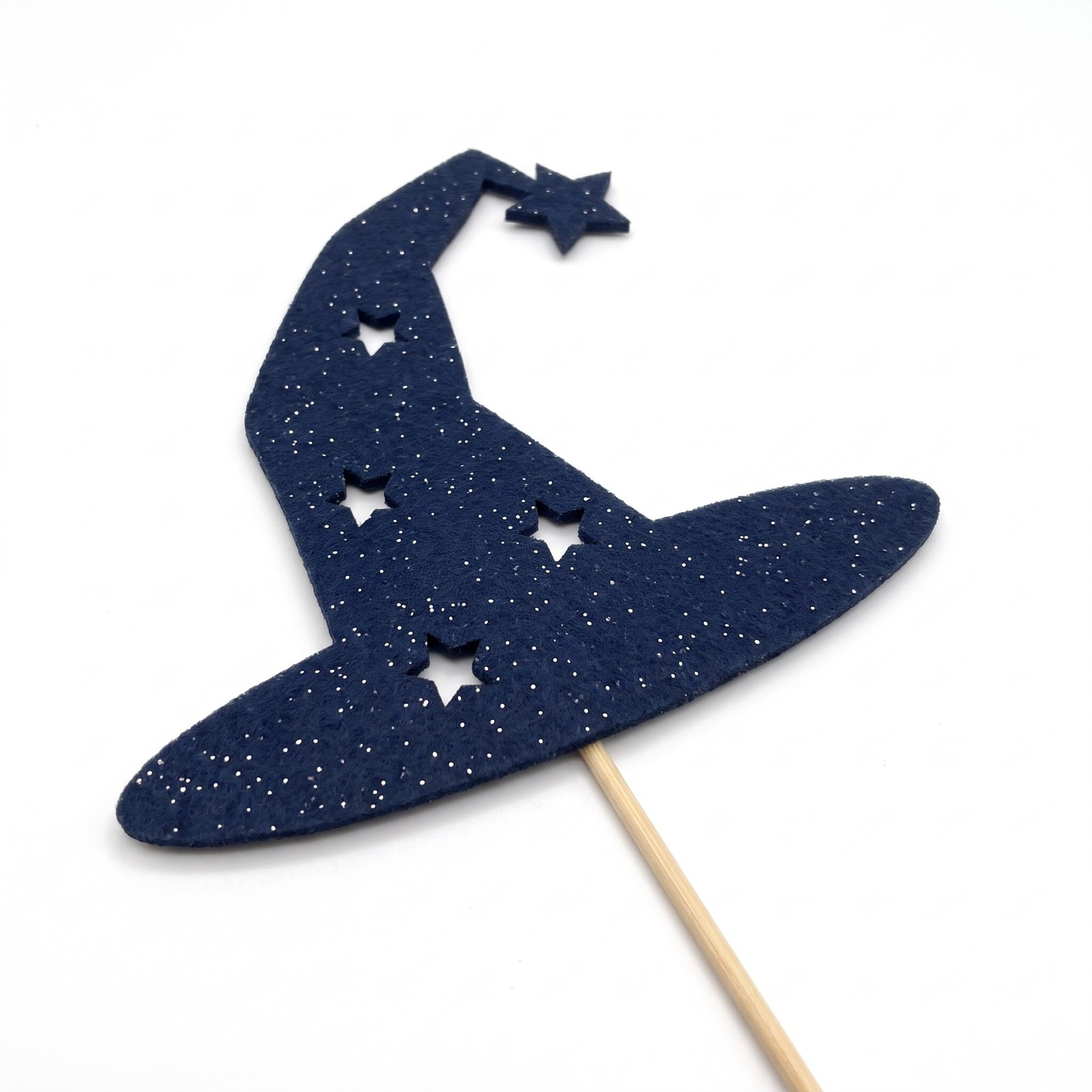 Zápich čarodějnický klobouk modrý 30 cm – dekorace na Halloween a čarodějnice, 1 ks