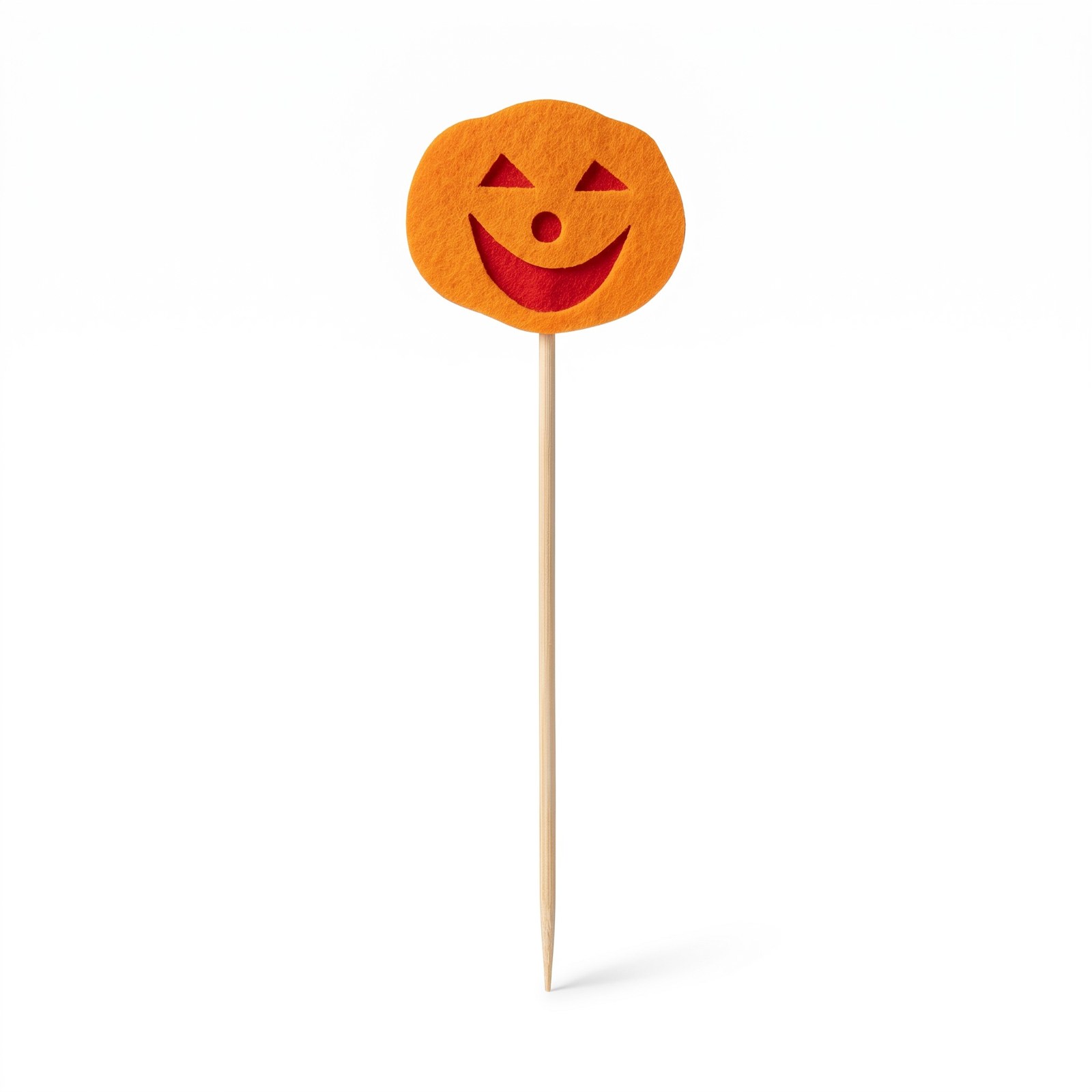 Zápich dýně s obličejem z plsti 27 cm – halloweenská dekorace, 1 ks