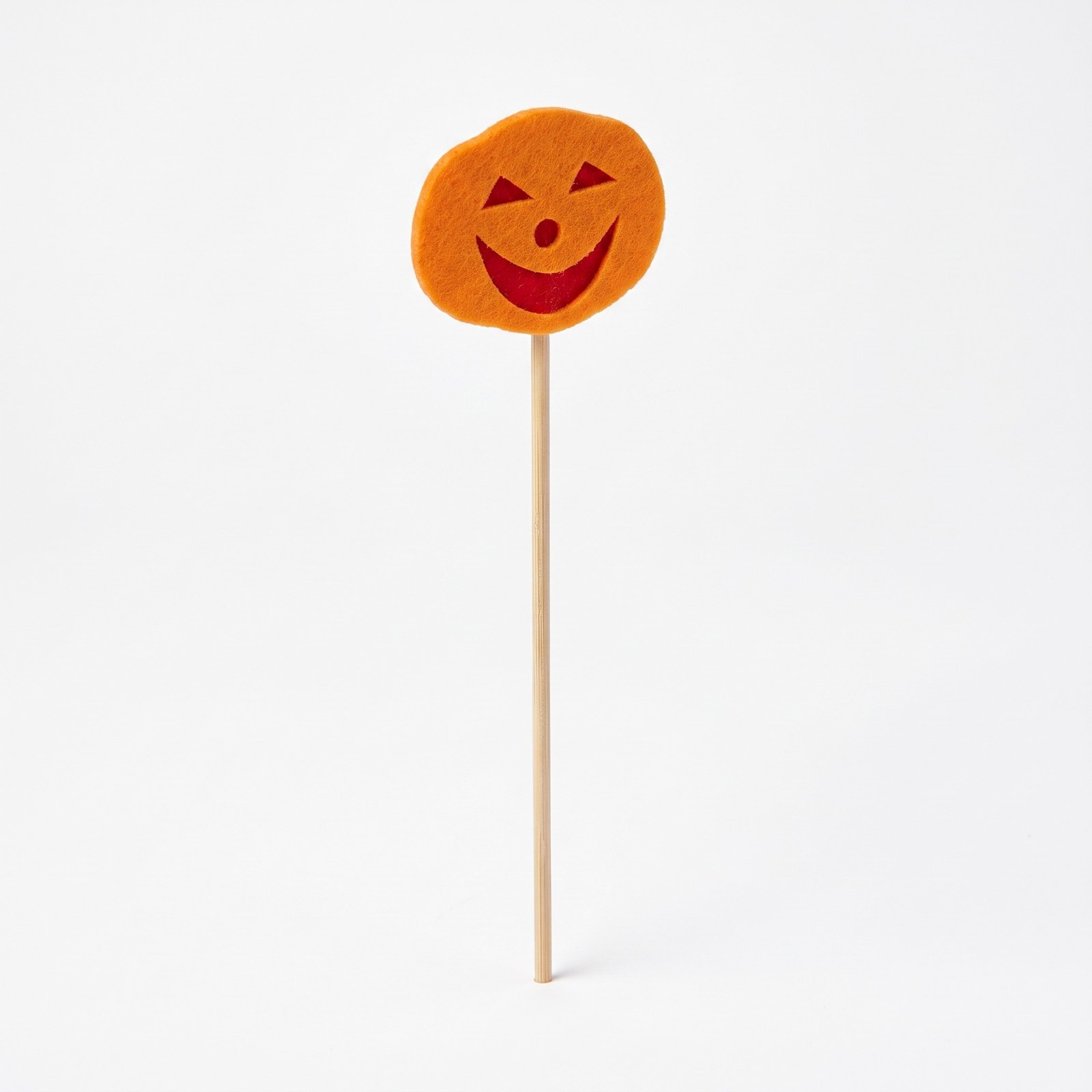 Zápich dýně s obličejem z plsti 27 cm – halloweenská dekorace, 1 ks