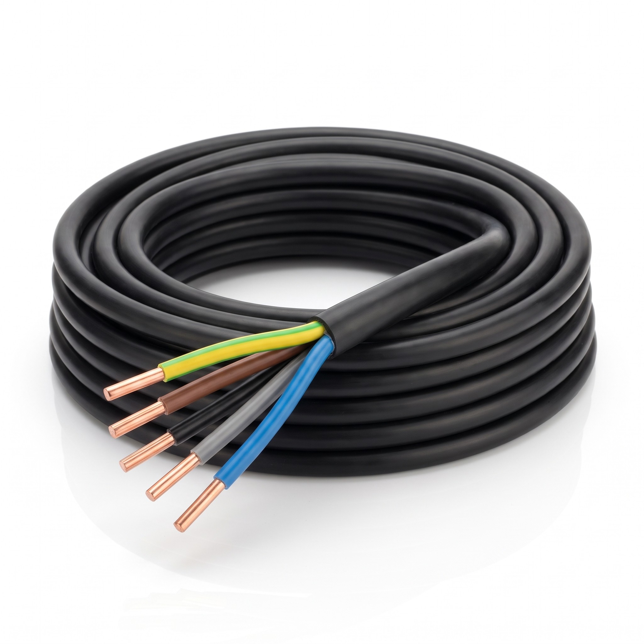 Kabel CYKY-J 5×10 – instalační, plná Cu jádra 5 × 10 mm², 450/750 V, metráž
