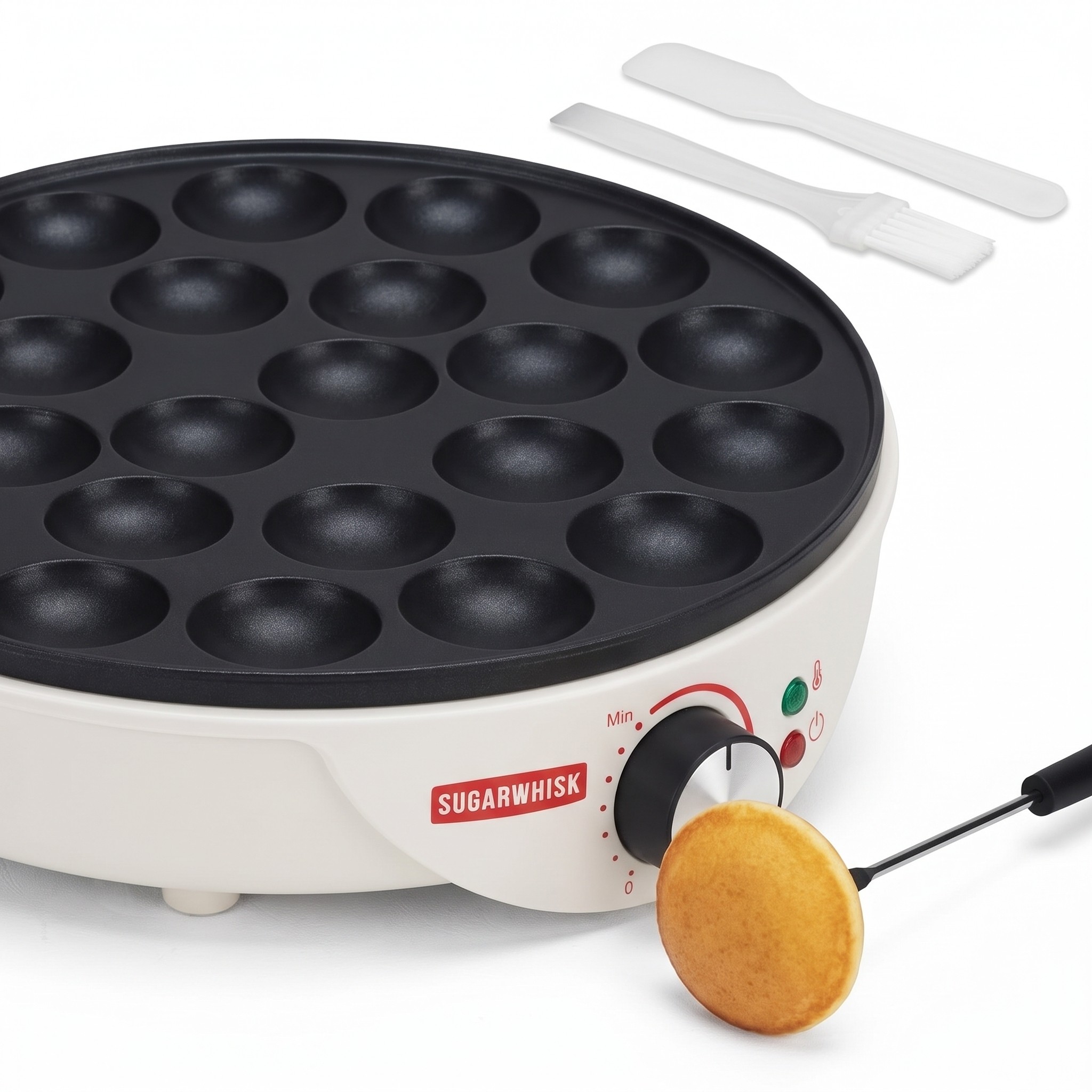SugarWhisk SW-24DPM02 – elektrická pánev na 24 mini lívanečků a poffertjes, 1000 W – použité