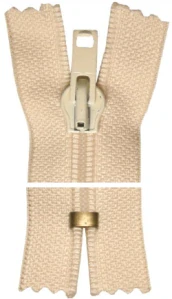 Spirálový zip, nedělitelný - 38cm - béžový - YKK - BALENÍ 10 ks