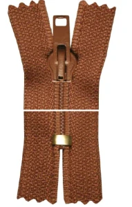 Spirálový zip, nedělitelný - 36cm - hnědý - YKK - BALENÍ 10 ks