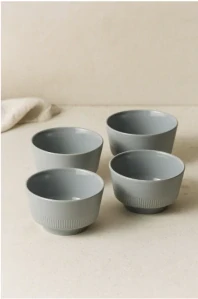 Marc O'Polo – Moments, Sada 4 ks porcelánových misek Ø 14 cm, šedá