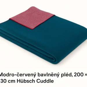 modro-červený bavlněný pléd, 200 × 130 cm Hübsch Cuddle 