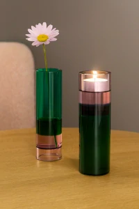 Hübsch Astro svícen na čajovou svíčku, zeleno-růžový