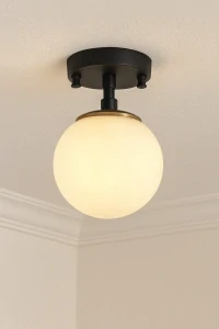 Černobílé stropní svítidlo se skleněným stínidlem 15 cm Opviq Lights 