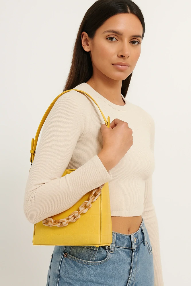 HVISK Amble Croco Small – vegan kabelka, žlutá