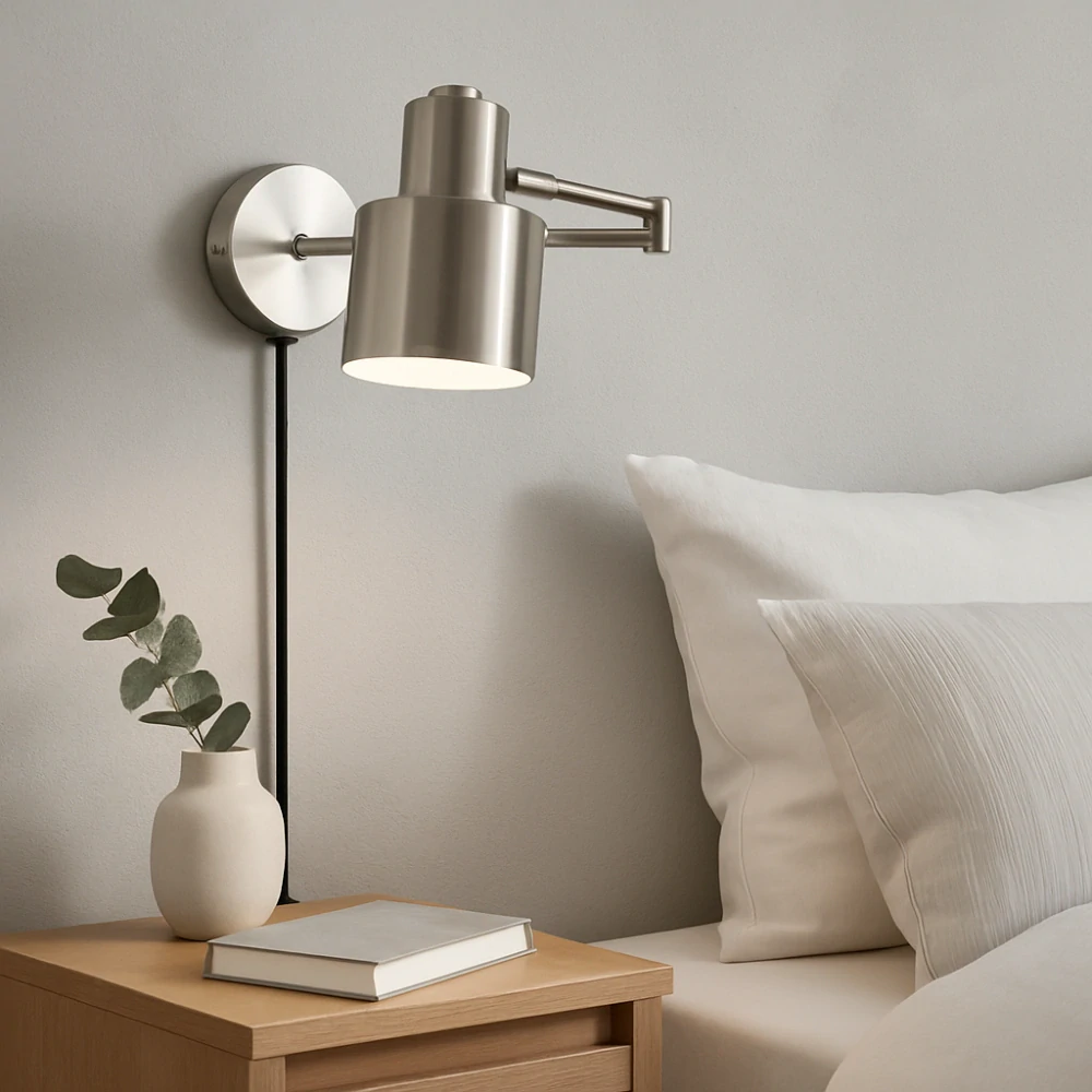 Hübsch – Nástěnná kovová lampa, stříbrná, Ø 29 cm