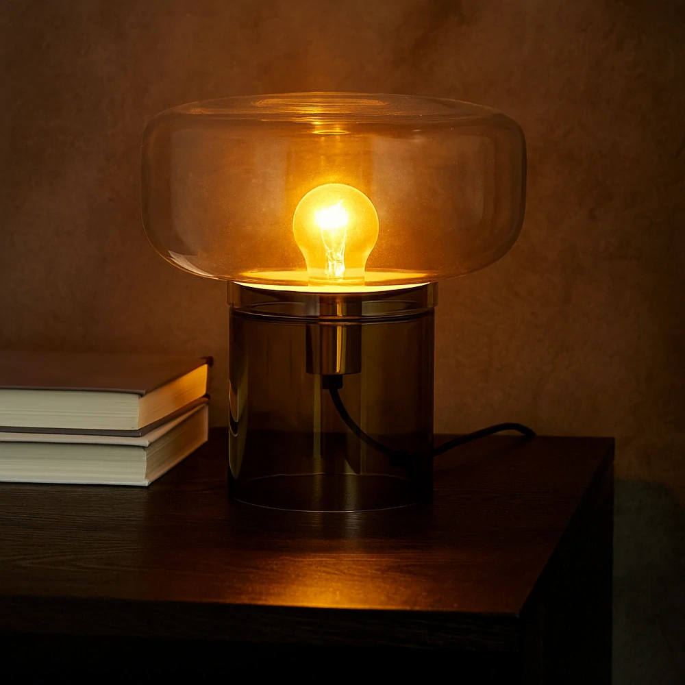 Hübsch – Stolní lampa Crave, skleněná, 30 cm, zelená