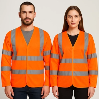 Reflexní blůza, vesta s dlouhým rukávem, PORTWEST HI-VIS C473, Oranžová, vel. L/XL