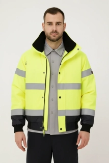 Zateplený reflexní bomber 3v1, PORTWEST HI-VIS BOMBER CONTRAST C465, Žlutá/Tmavě modrá, vel. XS