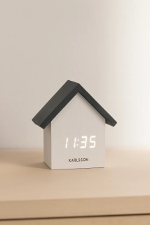 Karlsson KA5932WH – Designový LED budík „House LED“, 9,7 × 10,8 × 7,3 cm