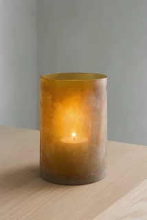 Bloomingville Macha – Svícen na čajové svíčky, hnědý (Ø 12,5 × V 21 cm)