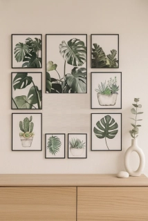 Monstera – Nástěnný obraz na plátně, 9 dílů