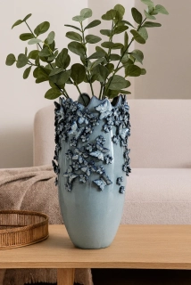 KARE Design, Váza Butterflies Light Blue 50 cm